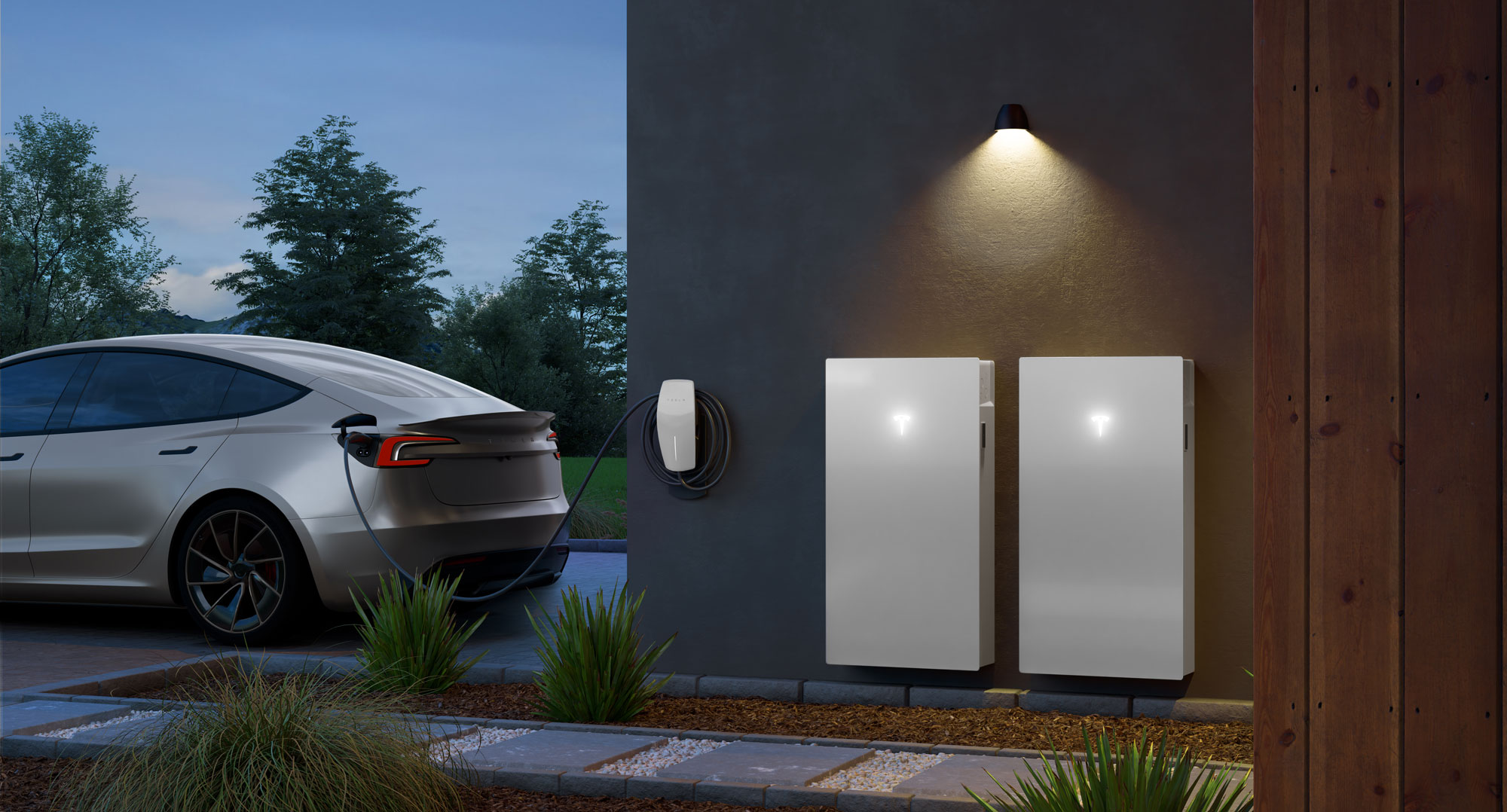 Tesla Powerwall 3 mounted on wall outside house